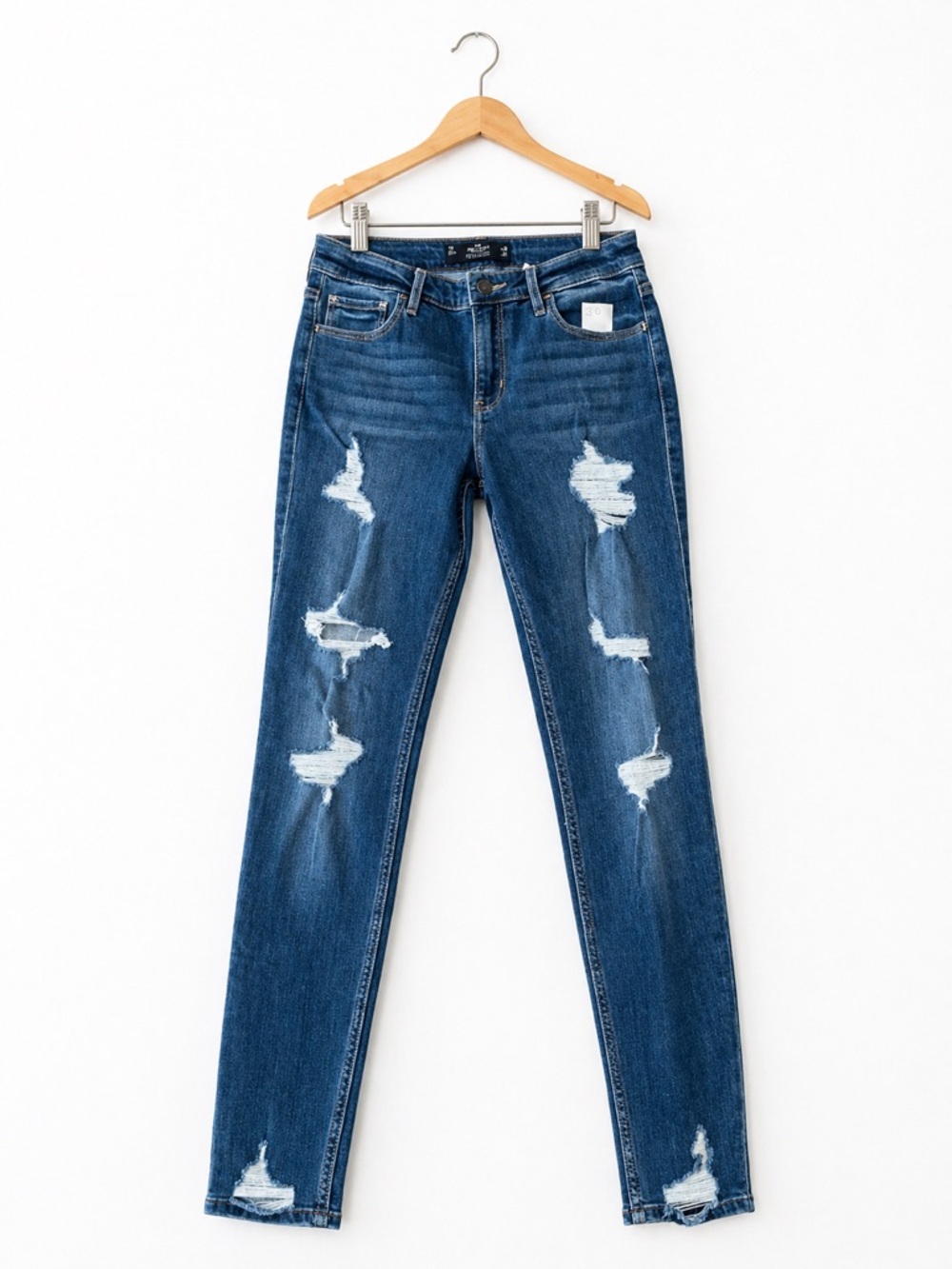 Hollister Blue Distressed Skinny Jeans for Women